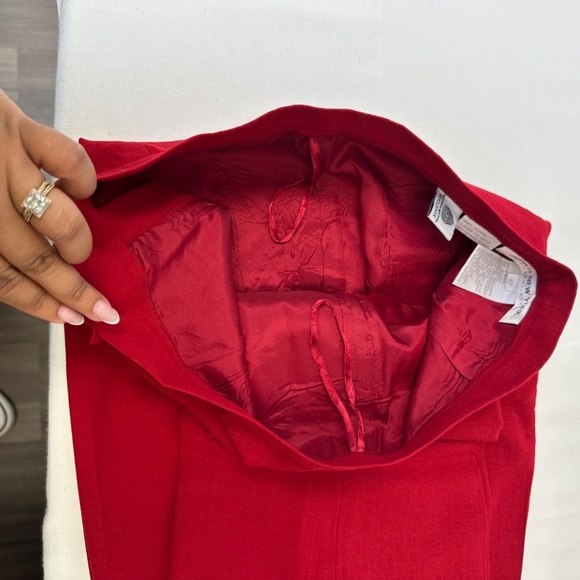 Jones New York Preppy 100% Pure New Wool Red Trouser Straight leg Pants size 12 - Picture 6 of 13